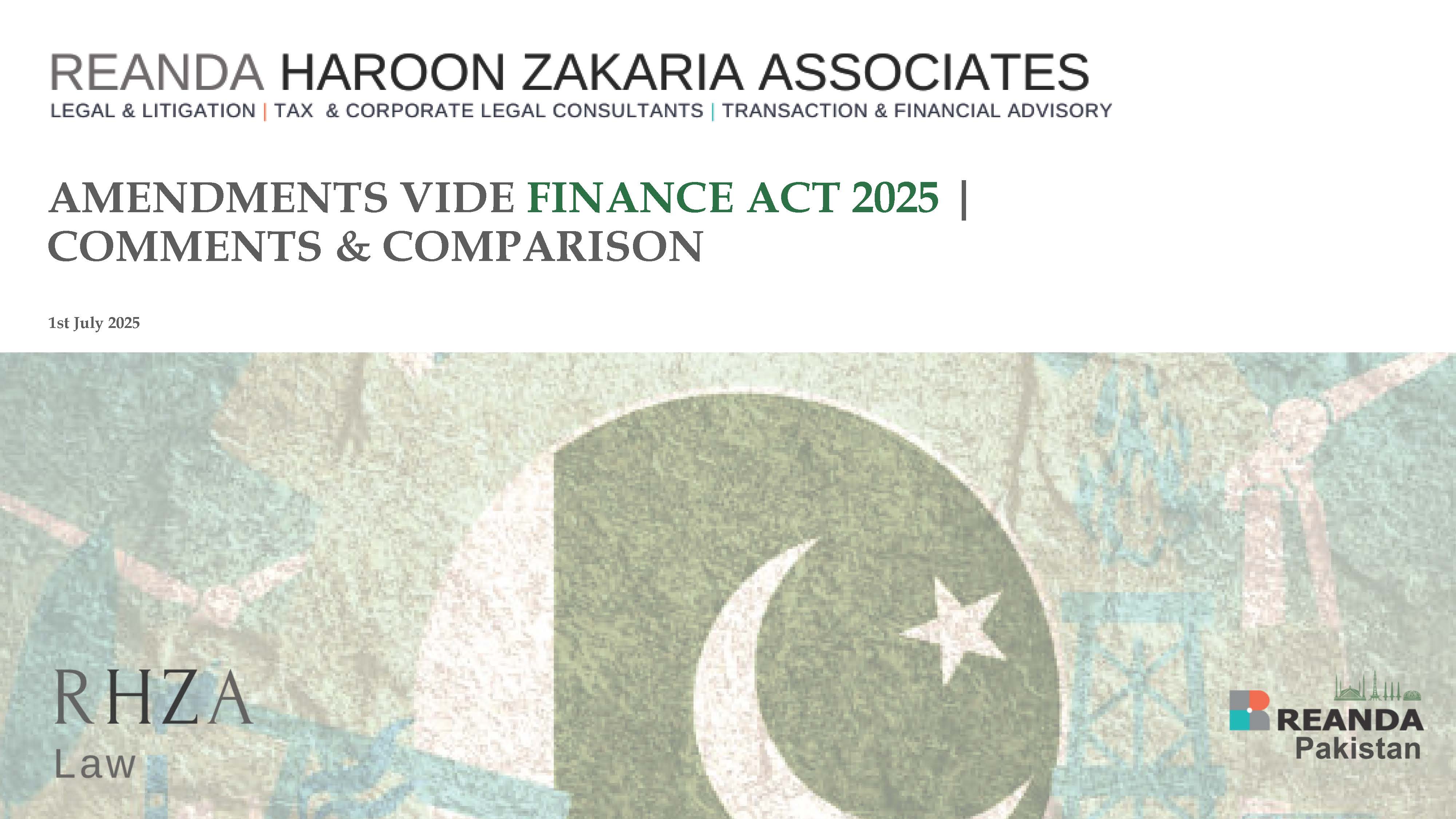 Amendments Vide Finance Act 2025 | Comments and Comparision